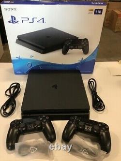 1TB Sony Playstation 4 SLIM Black Video Game Console PS4 System 2-CONTROLLERS