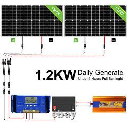 200Watt 240W 300W 12V Solar Panel Kit 20A 60A Controller 1000W Inverter Off Grid