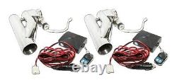 2x 2.5OD 63mm Electric Control Cutout Dual Downpipe System Y Pipe withRemote Kit