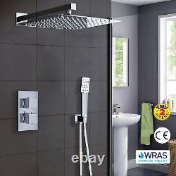 AICA Thermostatic Shower Mixer Bathroom Twin Head Concealed Vale Set