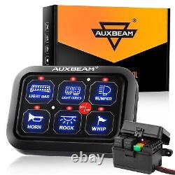 AUXBEAM 6 Gang On/Off Switch Panel Toggle Circuit Relay System Kit Blue Car Boat