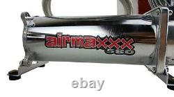 Airmaxxx Chrome Dual Compressor Wire Kit 5 Gallon Steel 9 port Tank Air Ride