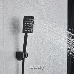 Black Bathroom Shower Combo Tap Set Wall Mount 12-inch Rainfall Shower System UK