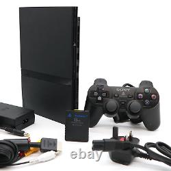 Black Slimline Slim Sony PS2 Console System With Controller & 8MB Card Grade 2
