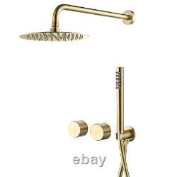 Brass Round Bathroom Rainfall Shower Head System Mixer Valve Set Bathtub Faucet