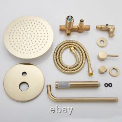 Brushed Gold Bath Shower Tap With20 cm Ultrathin Shower Head Handshower Set Mixer
