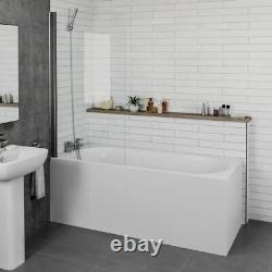 Complete Bathroom Suite 1500mm Shower Bath Toilet Basin Pedestal Taps Screen
