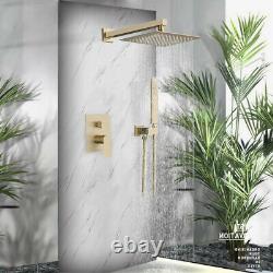 Gold 2-Function Bath Rainfall Shower Taps Wall Mount Shower System Set Mixer