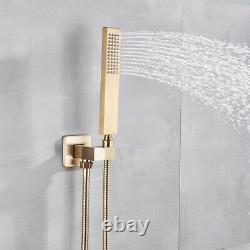 Gold 2-Function Bath Rainfall Shower Taps Wall Mount Shower System Set Mixer