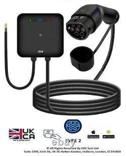 ION Tech 7kW 32A EV Charger 5 Meter Tethered Type 2 Level 2, 5x Cards+ Wi-Fi APP