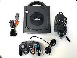 Jet Black Nintendo GameCube System Console with Original Controller & All Cables