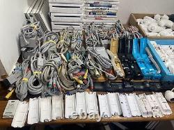 Lot of 9 Wii Consoles All With Cables 20 Controllers 18 Chucks 2 Pads + Extras