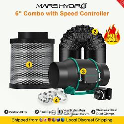 Mars Hydro 4'' 6'' Ventilation Inline Fan Carbon Filter Ducting Kits Grow Tent