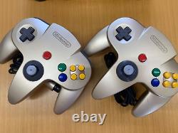 Nintendo 64 System Gold Console with TWO Controllers From Japan ECXELLENT +++