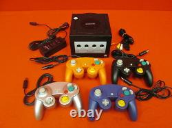 Nintendo GameCube System Console Jet Black With 4 Controllers Very Good 9408