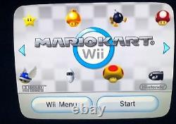 Nintendo Wii Console System Bundle Mario Kart + 2 Wheels + 2 Controllers Clean