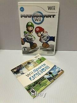 Nintendo Wii System Bundle Mario Kart Wii Sports -Wheels 2 Controllers-FREE SHIP