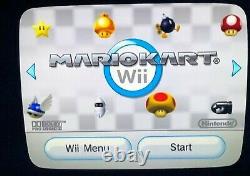 Nintendo Wii System Bundle Mario Kart Wii Sports -Wheels 2 Controllers-FREE SHIP