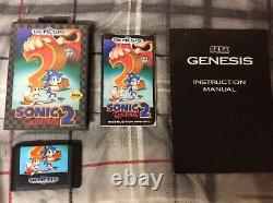 SEGA Genesis Console System Bundle Hook Ups 2 Controllers Sonic 2 BOX Complete