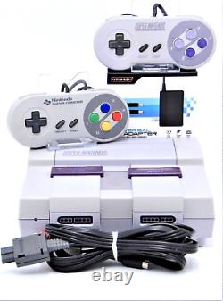 Super Nintendo SNES System Console 2 OEM Controllers Authentic Cleaned Tested