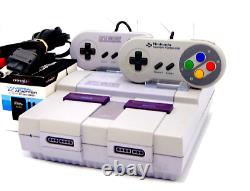 Super Nintendo SNES System Console 2 OEM Controllers Authentic Cleaned Tested