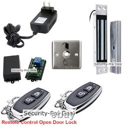 UK Door Access Control System+ Inset Magnetic Lock+2Pcs Wireless Remote Controls