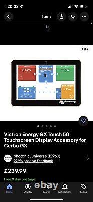 Victron Gx Touch 50 Touchscreen Display 5 Cerbo Gx Campervan System Screen